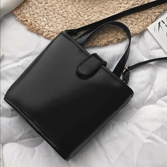 Minimalist Satchel Bag vegan faux leather black - Picture 2 of 4